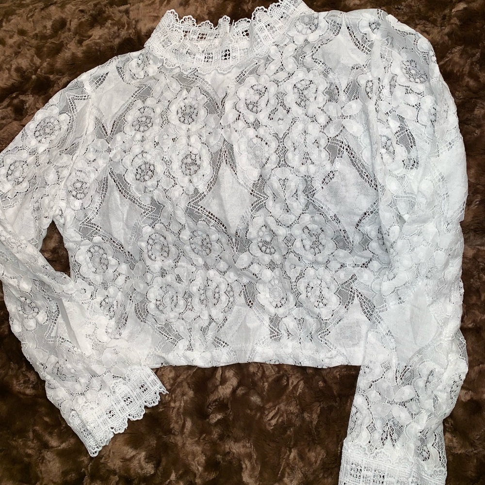 White lace crop top
